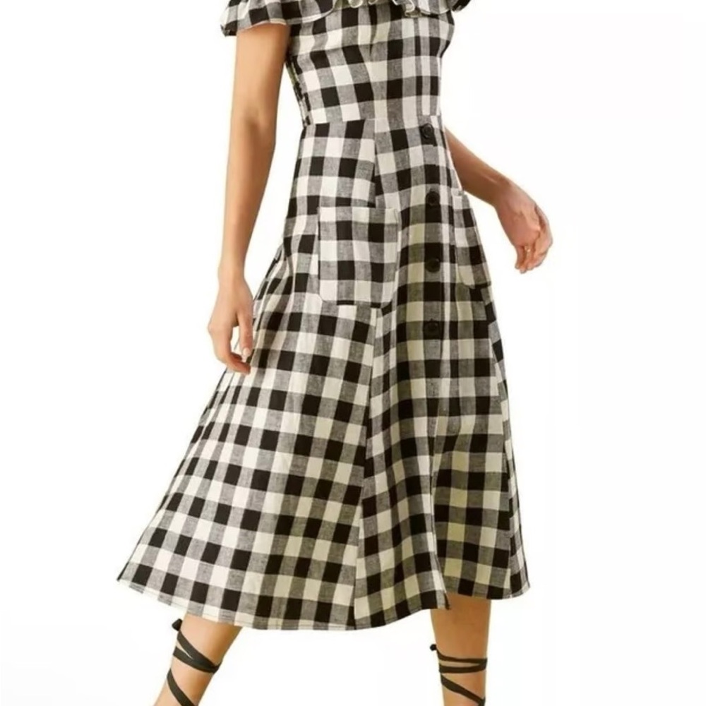 Checkered Black and White Midi Dress